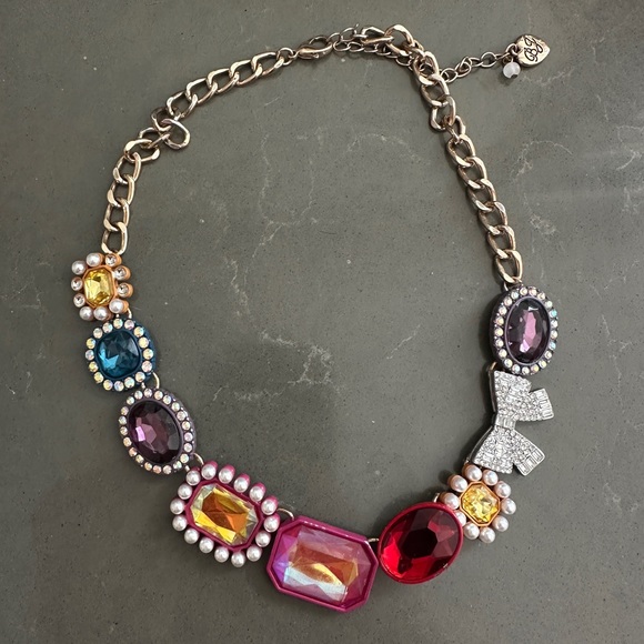 Betsey Johnson Pop Heart Drama Crystal Gemstone Collar Necklace - Picture 1 of 1